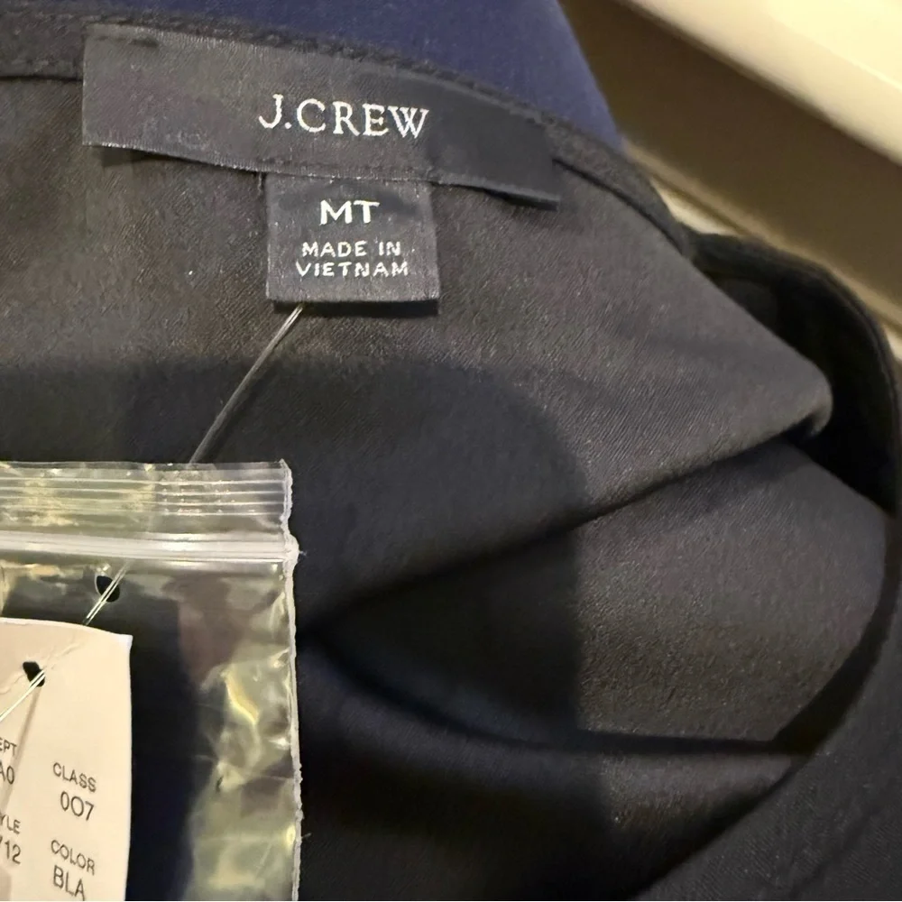 J Crew Womens Black Puff Sleeve Satin Back Blouse Crepe Office Size MTall